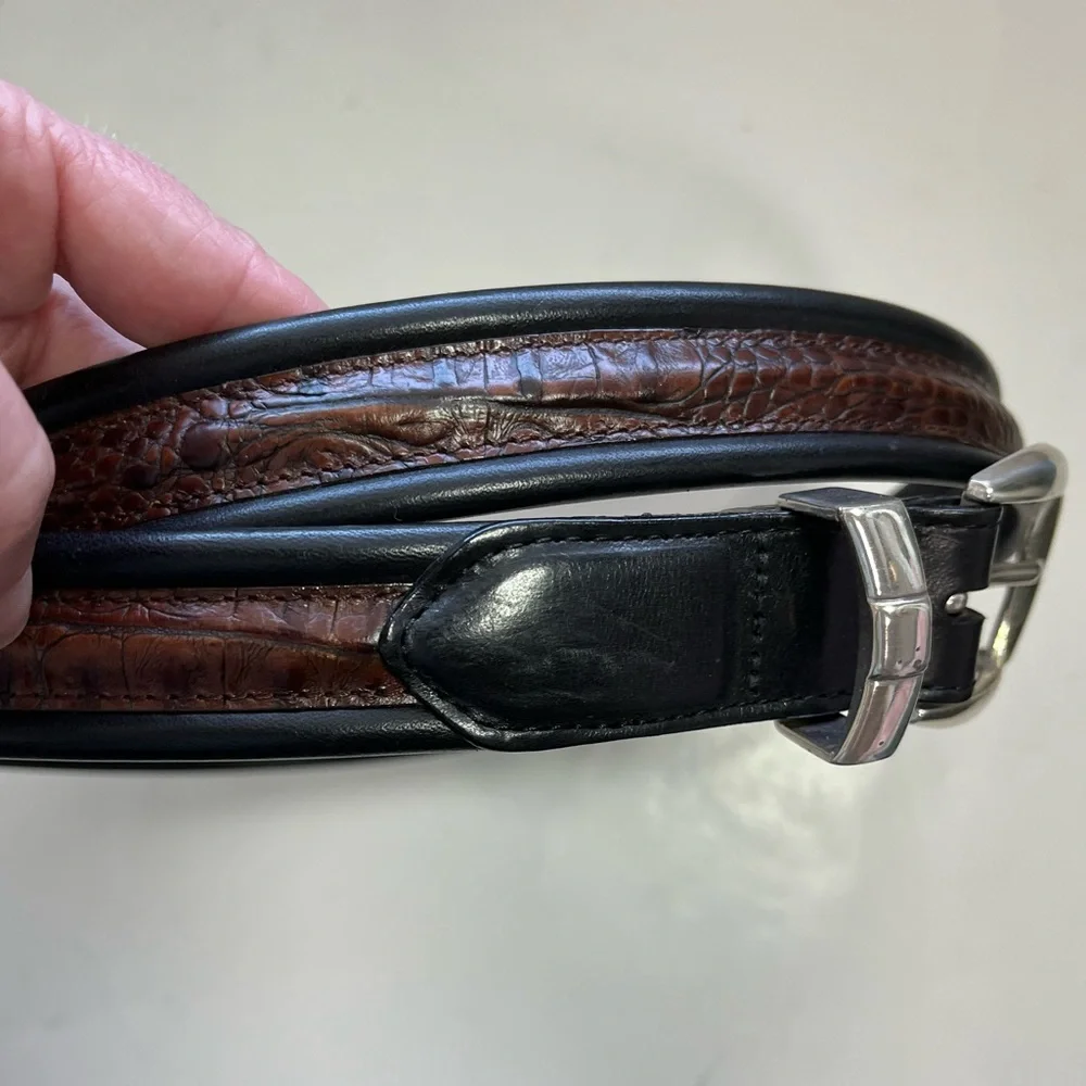 Brighton Black Brown Leather Belt Size 38
